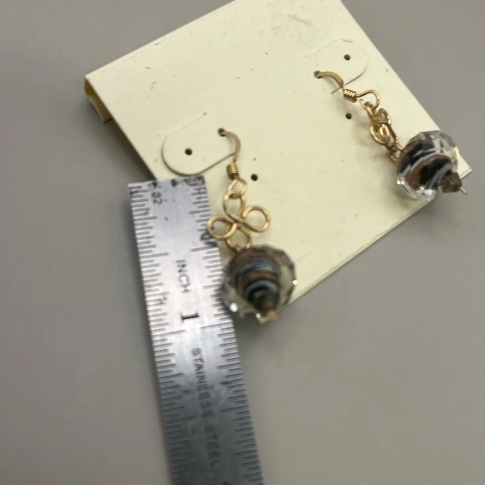 Elegant Black and Gold Filled Dangle Earrings with Faceted Beads